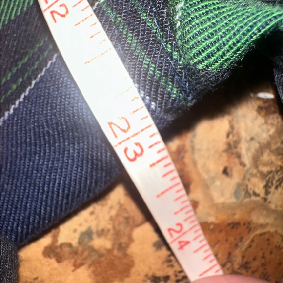 Under Armour Loose Cold Gear Button Green Blue Plaid Flannel Shirt Patched Elbow - Picture 5 of 6